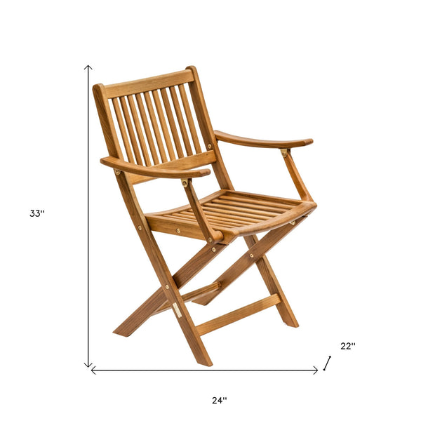 Homeroots 24" Brown Solid Wood Indoor Outdoor Deck Chair  Teak 476322