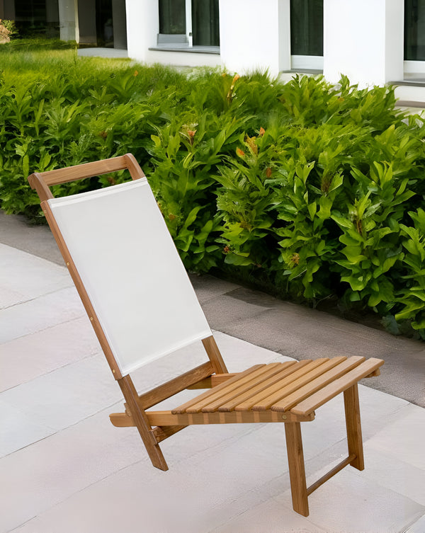 Homeroots 15" Brown And Natural Wood Solid Wood Outdoor Deck Chair  Teak 476324