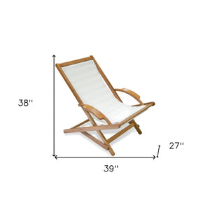Homeroots 27" White And Natural Wood Solid Wood Indoor Outdoor Deck Chair  Teak 476325