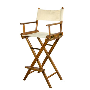 Homeroots 23" Ivory And Brown Solid Wood Indoor Outdoor Director Chair  Teak 476329