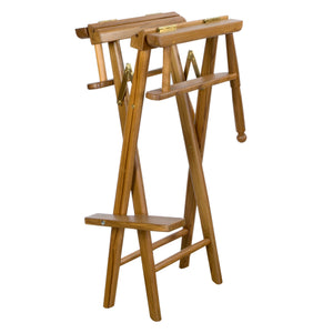 Homeroots 23" Ivory And Brown Solid Wood Indoor Outdoor Director Chair  Teak 476329