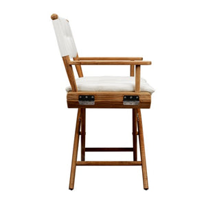 Homeroots 23" Natural Solid Wood Outdoor Folding Director Chair With Cream Cushion - Stylish Comfort For All Occasions  Solid Wood 476333