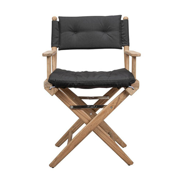 Homeroots 23" Black And Brown Solid Wood Indoor Outdoor Director Chair With Black Cushion  Teak 476340