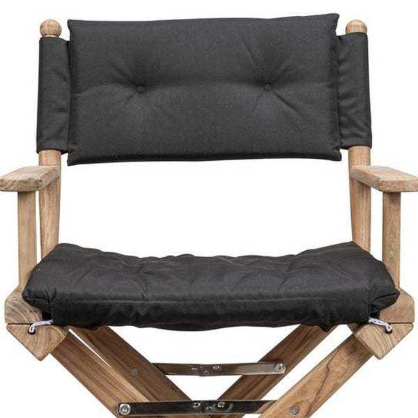 Homeroots 23" Black And Brown Solid Wood Indoor Outdoor Director Chair With Black Cushion  Teak 476340