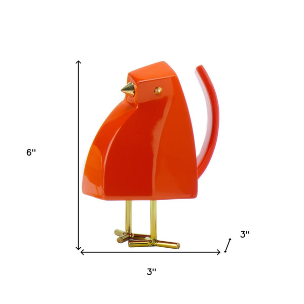 Homeroots 6" Orange Ceramic Hand Painted Tabletop Sculpture  Ceramic 476365