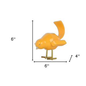 Homeroots 6" Yellow Ceramic Hand Painted Tabletop Sculpture  Ceramic 476366