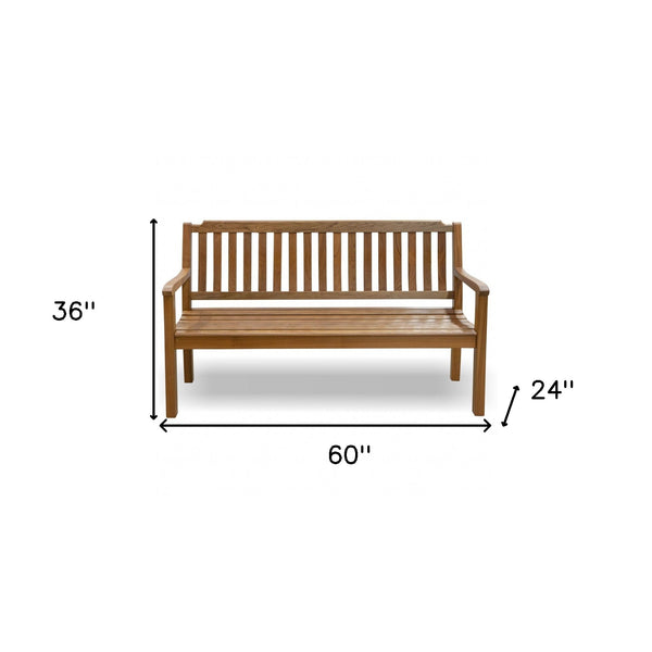 Homeroots 60" Teak Solid Wood Garden Bench   476412