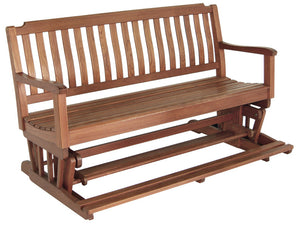 Homeroots 60" Brown Solid Teak Outdoor Glider Bench  Solid Wood 476413