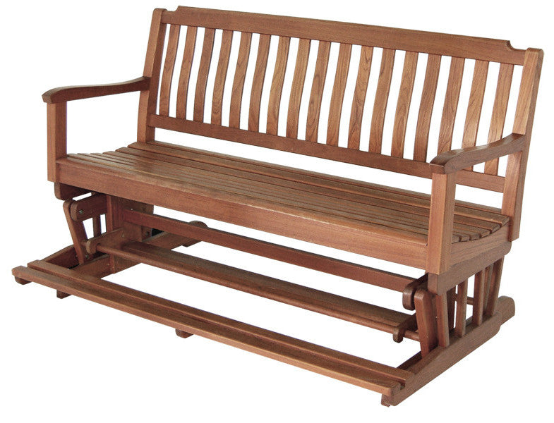 Homeroots 60" Brown Solid Teak Outdoor Glider Bench  Solid Wood 476413