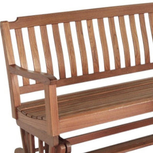 HomeRoots 60" Brown Solid Teak Outdoor Glider Bench - Durable, Stylish, and Comfort for Patios & Gardens! 476413