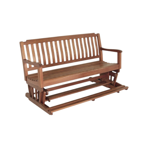 HomeRoots 60" Brown Solid Teak Outdoor Glider Bench - Durable, Stylish, and Comfort for Patios & Gardens! 476413