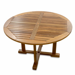 Homeroots 48" Brown Round Solid Teak Wood Dining Table   476414