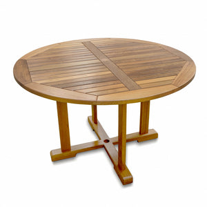 Homeroots 48" Brown Round Solid Teak Wood Dining Table   476414