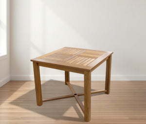 Homeroots 36" Brown Square Solid Wood Trestle Base Dining Table   476415