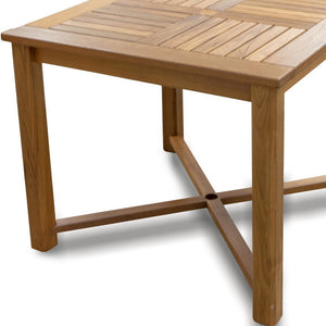 Homeroots 36" Brown Square Solid Wood Trestle Base Dining Table   476415