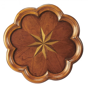 Homeroots 20" Medium Brown And Olive Ash Wood Floral Top End Table   476434