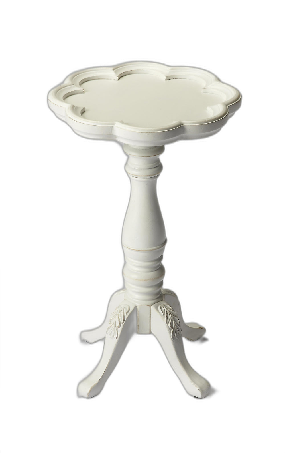 Homeroots 20" Cottage White Wood Floral Top End Table   476435