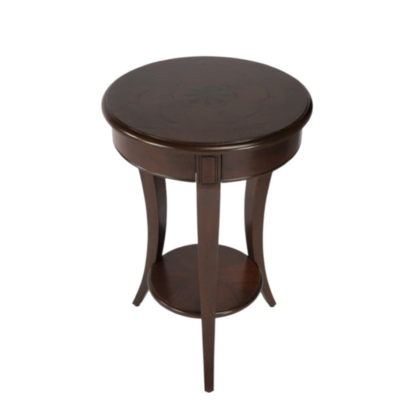 HomeRoots 26" Rustic Dark Brown Round End Table with Shelf - Versatile Accent Table for Any Room Decor 476436