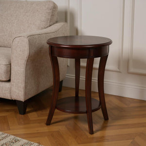 HomeRoots 26" Rustic Dark Brown Round End Table with Shelf - Versatile Accent Table for Any Room Decor 476436