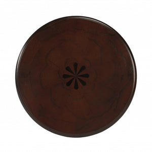 Homeroots 26" Dark Brown Wood And Wood Round End Table With Shelf   476436