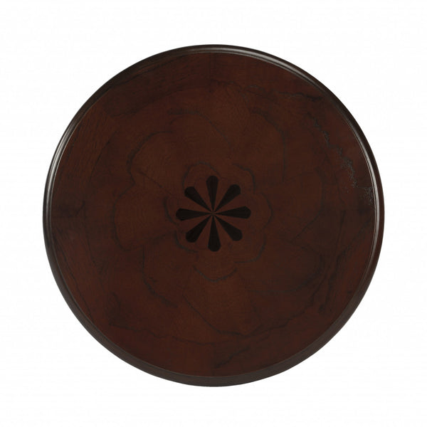 Homeroots 26" Dark Brown Wood And Wood Round End Table With Shelf   476436