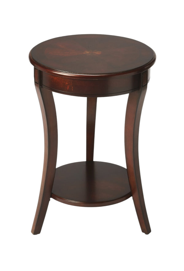 HomeRoots 26" Rustic Dark Brown Round End Table with Shelf - Versatile Accent Table for Any Room Decor 476436