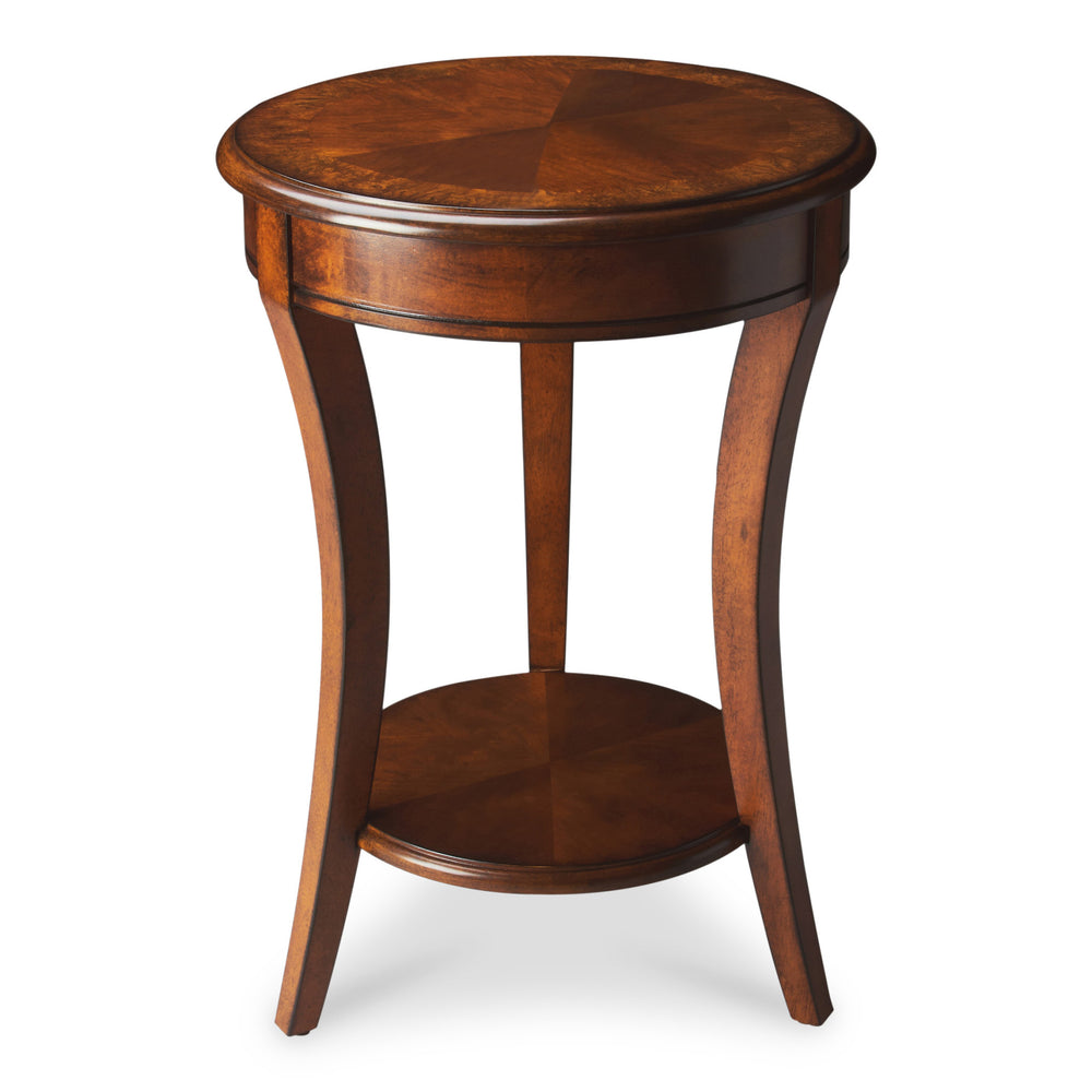 Homeroots 26" Brown Wood And Wood Round End Table With Shelf   476437