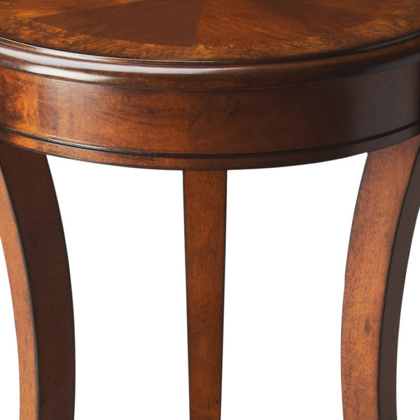 HomeRoots 26" Rustic Round End Table with Distressed Olive Ash Top & Convenient Shelf for Small Spaces 476437
