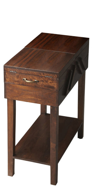 HomeRoots 28" Dark Brown Solid Wood End Table with Drawer & Shelf – Rustic Accent for Living Room & Bedroom 476441