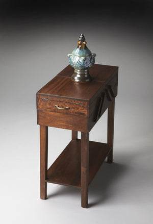 HomeRoots 28" Dark Brown Solid Wood End Table with Drawer & Shelf – Rustic Accent for Living Room & Bedroom 476441