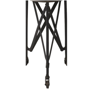 HomeRoots 23" Black Industrial Rolling Round End Table - Stylish, Mobile Design for Versatile Living Spaces 476443