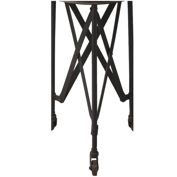 HomeRoots 23" Black Industrial Rolling Round End Table - Stylish, Mobile Design for Versatile Living Spaces 476443