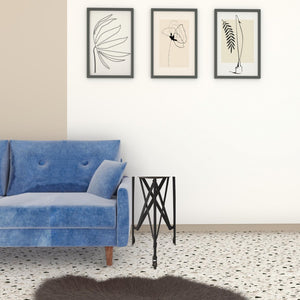 HomeRoots 23" Black Industrial Rolling Round End Table - Stylish, Mobile Design for Versatile Living Spaces 476443