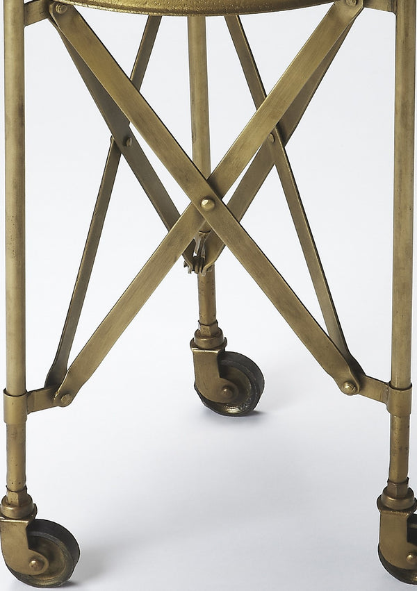 HomeRoots 24" Antiqued Gold Iron Round Rolling End Table – Chic, Compact, and Versatile for Any Space 476444