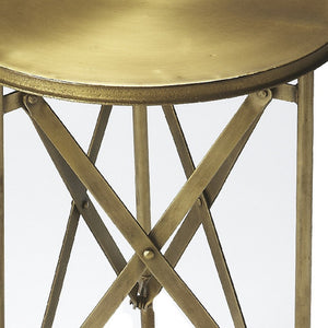 HomeRoots 24" Antiqued Gold Iron Round Rolling End Table – Chic, Compact, and Versatile for Any Space 476444