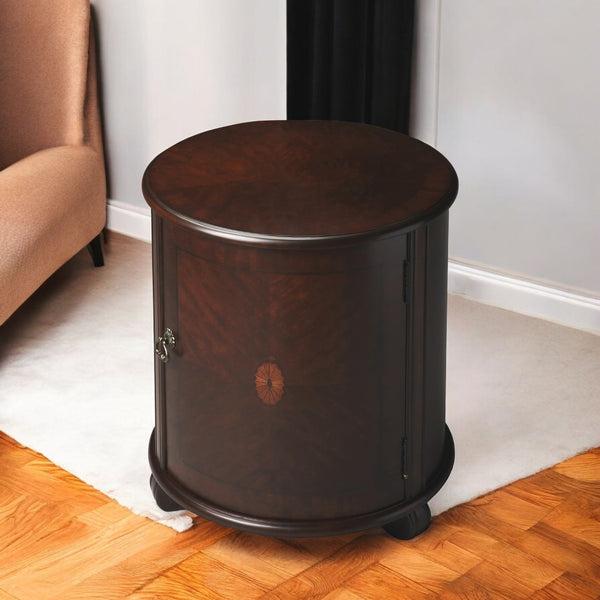 Homeroots 24" Dark Brown Round End Table   476450