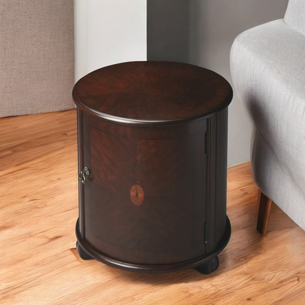 Homeroots 24" Dark Brown Round End Table   476450