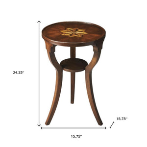 HomeRoots 24" Rustic Solid Wood Round End Table with Shelf – Versatile Accent for Small Spaces & Decor 476452