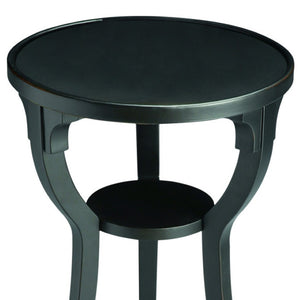 HomeRoots 24" Vintage Black Round End Table with Shelf - Rustic Charm for Small Spaces, Nightstand & Accent Use 476454