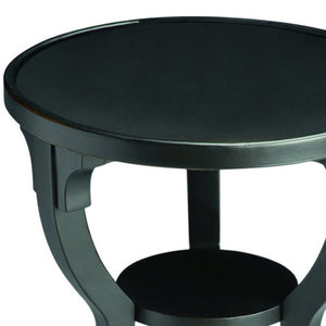 HomeRoots 24" Vintage Black Round End Table with Shelf - Rustic Charm for Small Spaces, Nightstand & Accent Use 476454