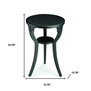 HomeRoots 24" Vintage Black Round End Table with Shelf - Rustic Charm for Small Spaces, Nightstand & Accent Use 476454
