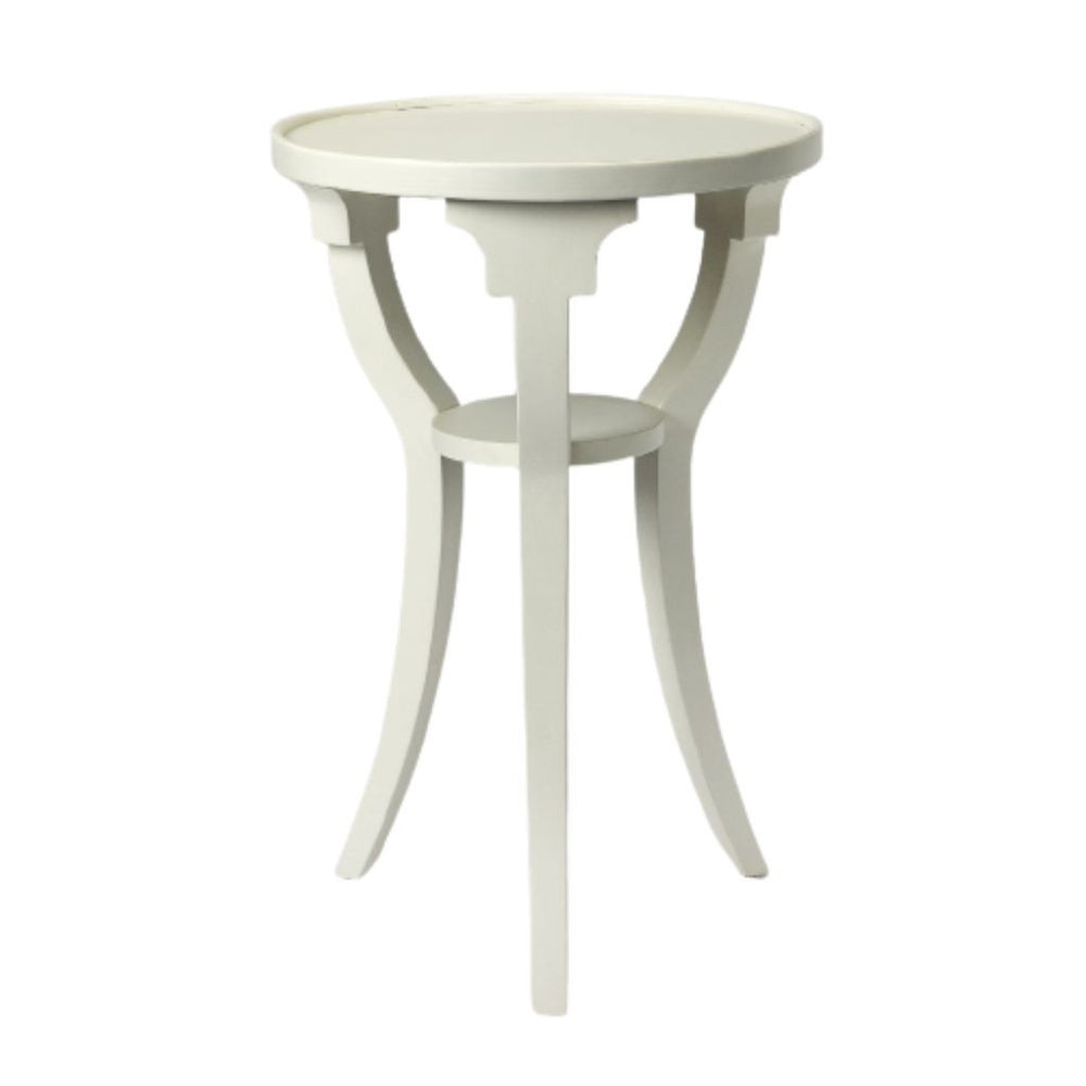 Homeroots 24" White Wood And Solid Wood Round End Table With Shelf   476455