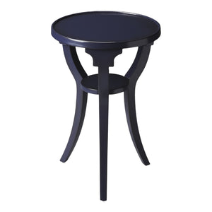 HomeRoots 24" Vintage Blue Round End Table with Shelf – Rustic Solid Wood Accent for Living Room or Bedroom 476457
