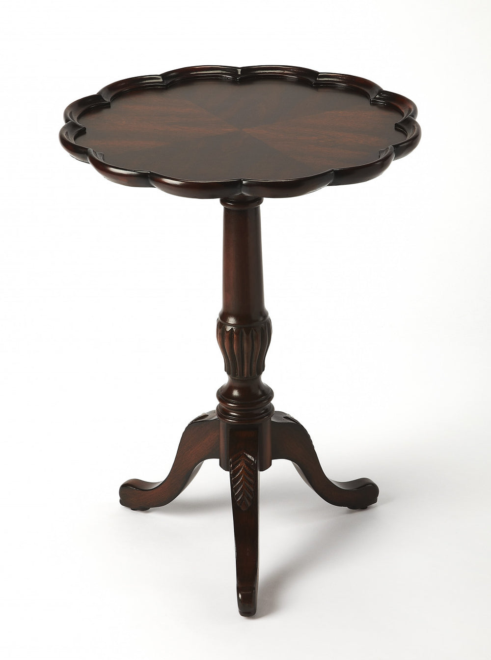 Homeroots 26" Dark Brown And Cherry Manufactured Wood Round End Table   476459