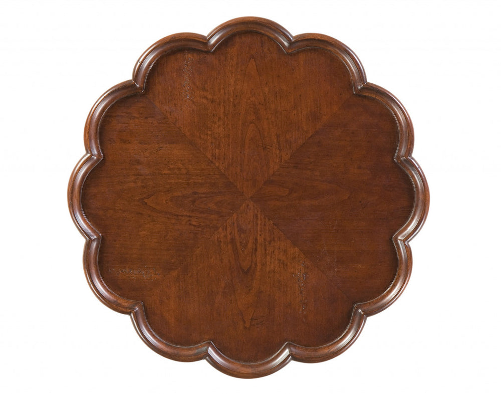 Homeroots 26" Dark Brown And Cherry Manufactured Wood Round End Table   476459