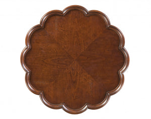 Homeroots 26" Dark Brown And Cherry Manufactured Wood Round End Table   476459