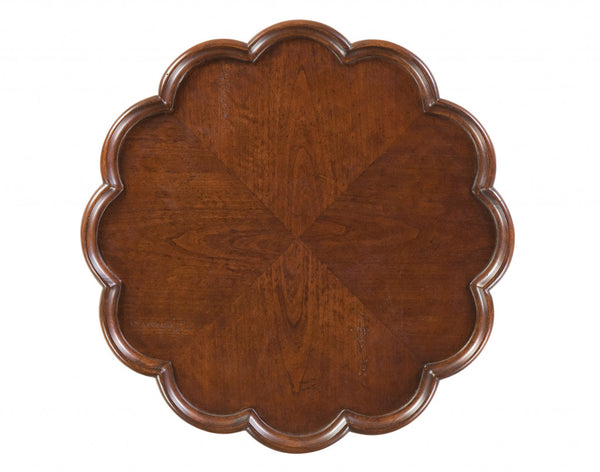 Homeroots 26" Dark Brown And Cherry Manufactured Wood Round End Table   476459