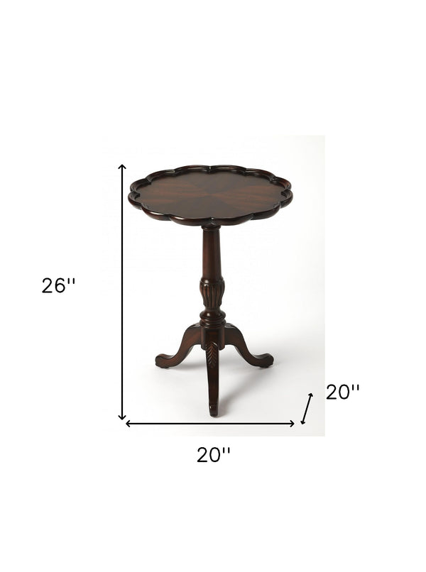 Homeroots 26" Dark Brown And Cherry Manufactured Wood Round End Table   476459