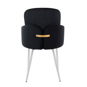 English Elm Dahlia Contemporary Dining Chairs Set Of 2 In Black Velvet & Chrome With Gold Accents For Elegance B202S01202