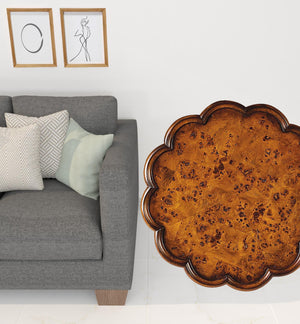 Homeroots 26" Medium Brown And Olive Ash Manufactured Wood Round End Table   476460